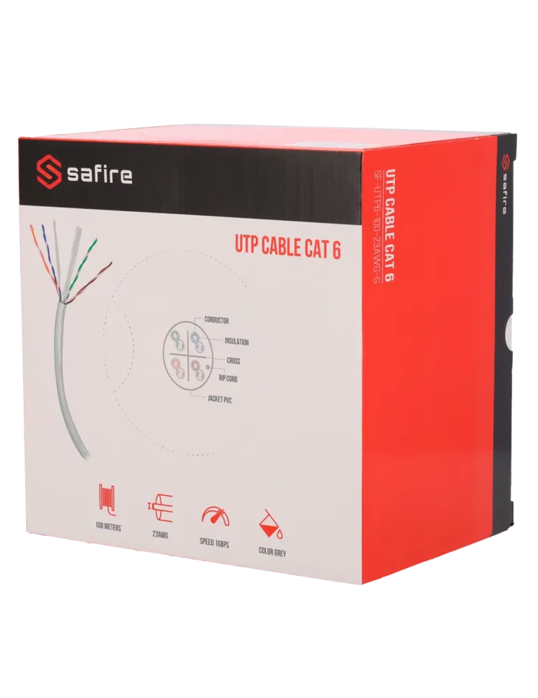 Safire Cable UTP categoría 6 - Conductor CCA - Diámetro 23 AWG-0,58mm