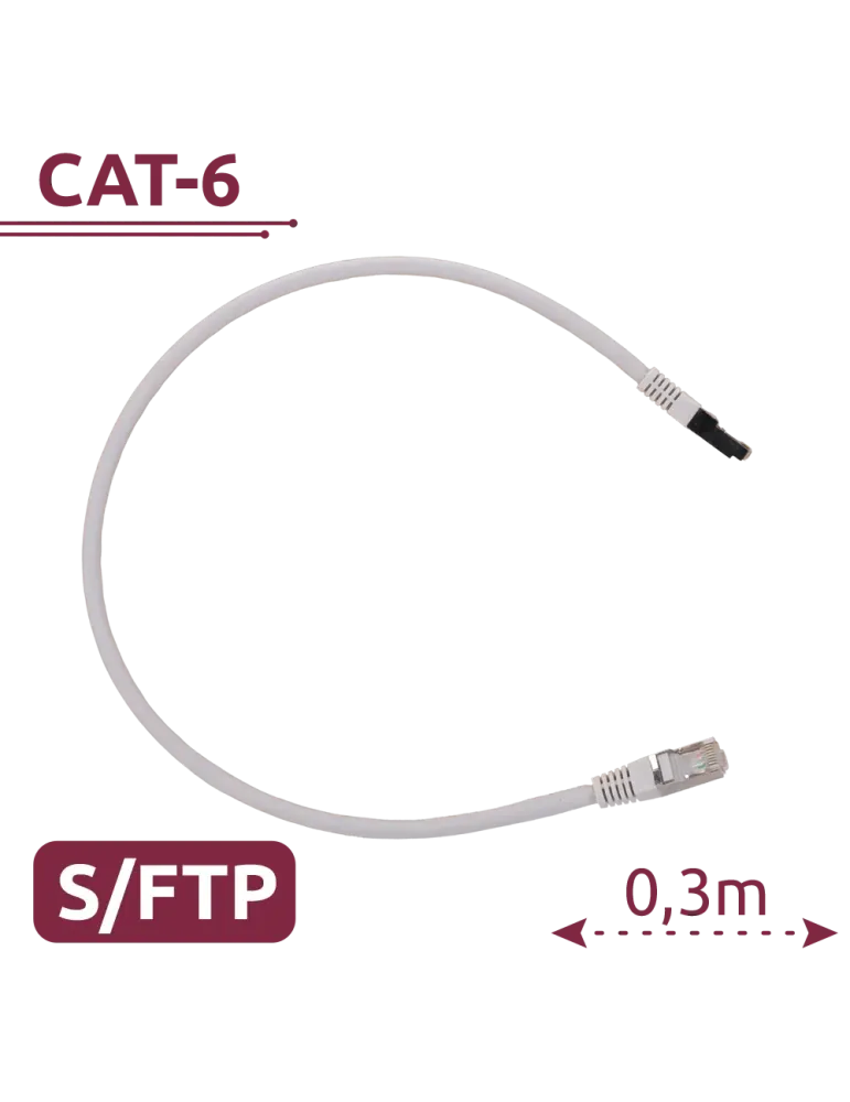 SAFIRE Cable SFTP - Ethernet - Conectores RJ45 - Categoría 6A - 0,3 m