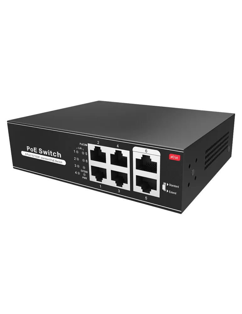 MARCA BLANCA Switch PoE - 4 puertos PoE + 2 Uplink RJ45 - Velocidad ha