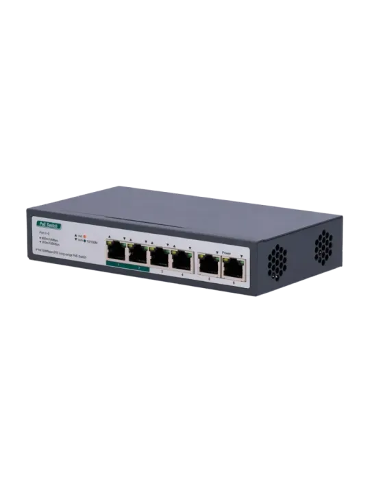 MARCA BLANCA Switch PoE - 4 puertos PoE+ FE + 2 FE Uplink - Velocidad