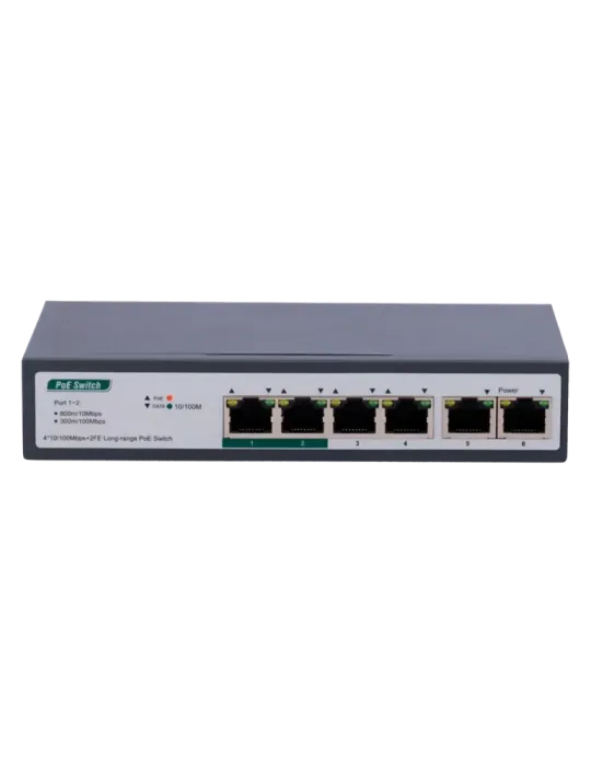MARCA BLANCA Switch PoE - 4 puertos PoE+ FE + 2 FE Uplink - Velocidad