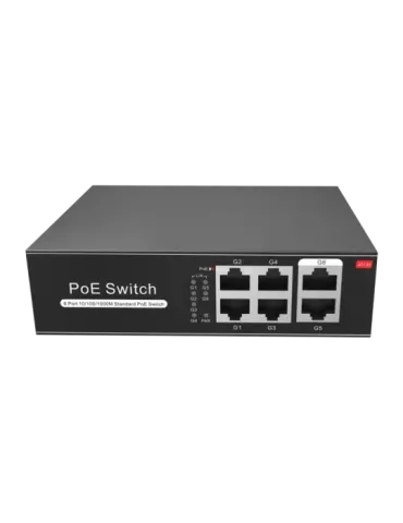 MARCA BLANCA Switch PoE - 4 puertos PoE + 2 Uplink RJ45 - Velocidad ha