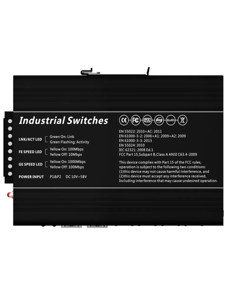 MARCA BLANCA Switch PoE Marca Blanca - Montaje en carril DIN - 8 Puert
