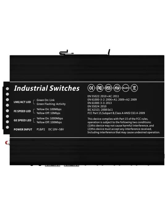 MARCA BLANCA Switch PoE Marca Blanca - Montaje en carril DIN - 8 Puert