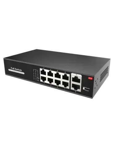 MARCA BLANCA Switch PoE - 8 puertos PoE + 2 Uplink RJ45 - Velocidad 10