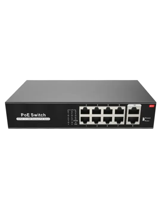 MARCA BLANCA Switch PoE - 8 puertos PoE + 2 Uplink RJ45 - Velocidad 10