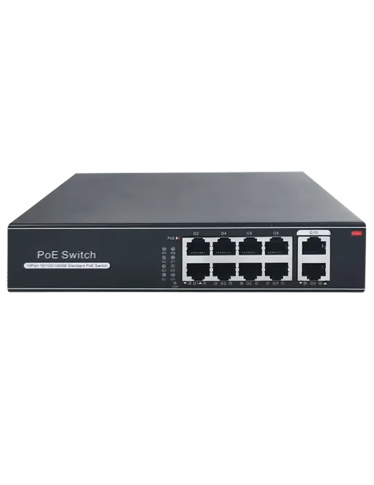 MARCA BLANCA Switch PoE - 8 puertos RJ45 + 2 RJ45 Uplink - Velocidad d