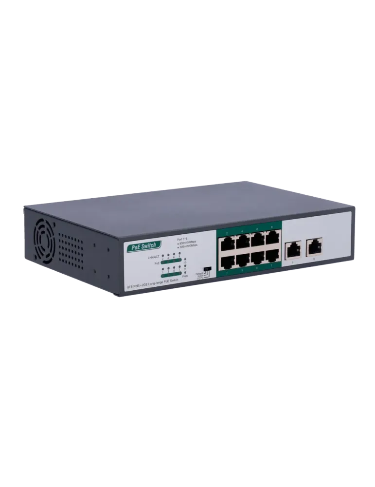 MARCA BLANCA Switch PoE - 8 puertos PoE FE + 2 GE - Velocidad 8 x10/10