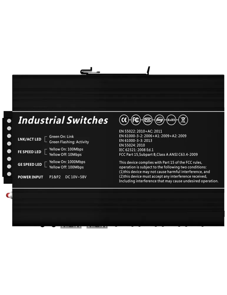 MARCA BLANCA Switch PoE Marca Blanca - Montaje en carril DIN - 8 Puert