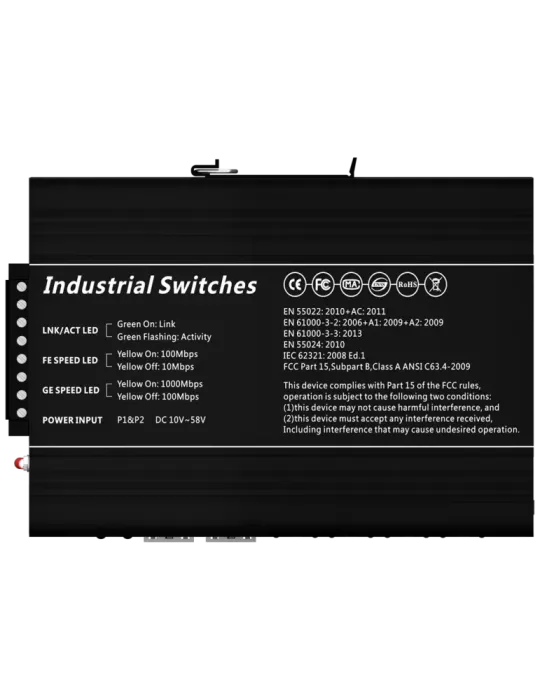 MARCA BLANCA Switch PoE Marca Blanca - Montaje en carril DIN - 8 Puert