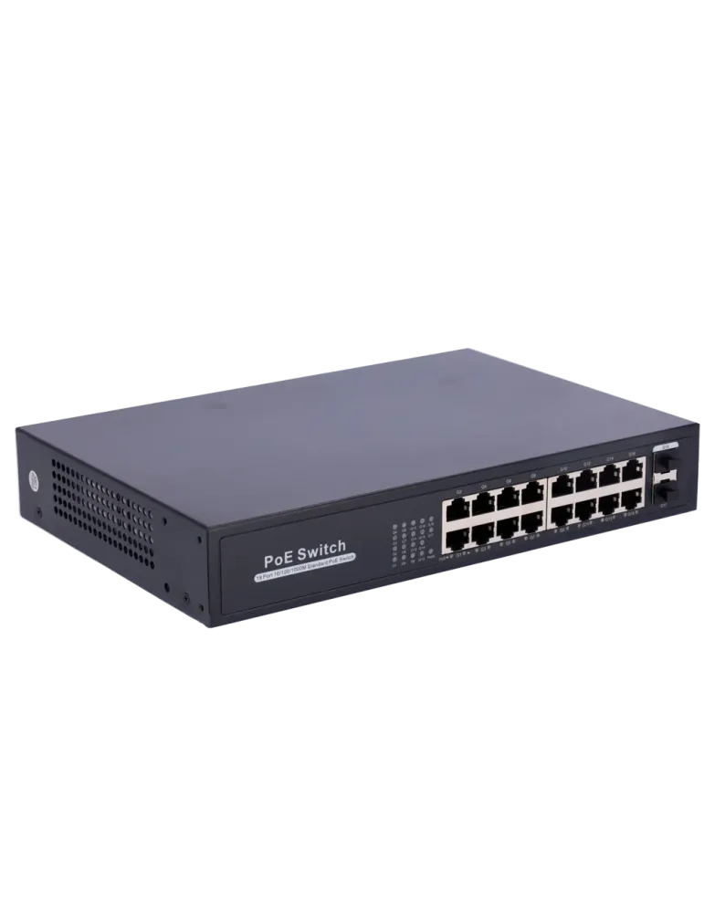 MARCA BLANCA Switch PoE - 16 puertos RJ45 + 2 SFP Uplink - 16x 10/100/
