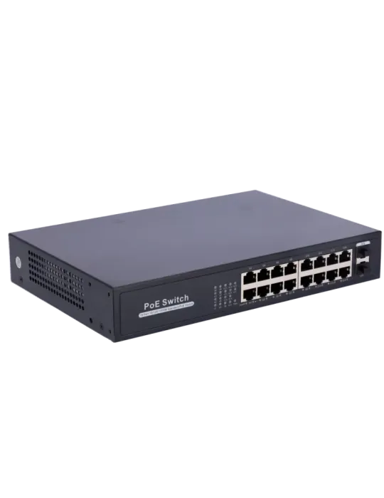 MARCA BLANCA Switch PoE - 16 puertos RJ45 + 2 SFP Uplink - 16x 10/100/