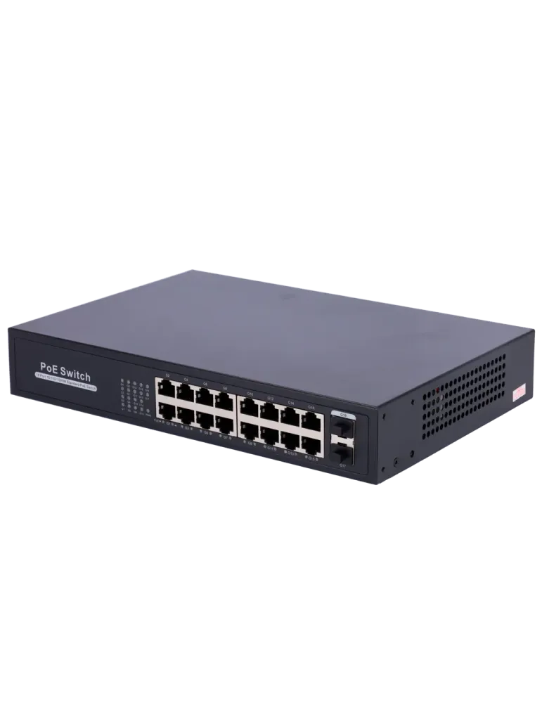 MARCA BLANCA Switch PoE - 16 puertos RJ45 + 2 SFP Uplink - 16x 10/100/