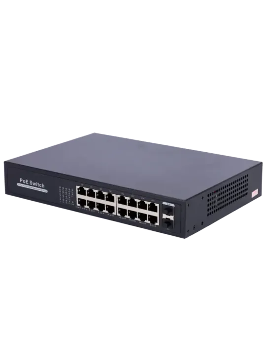 MARCA BLANCA Switch PoE - 16 puertos RJ45 + 2 SFP Uplink - 16x 10/100/