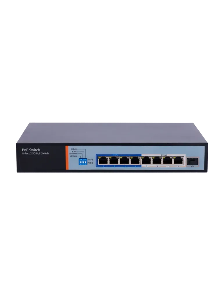 MARCA BLANCA Switch Hi-PoE Multigagibit 2,5Gbps - 8 puertos PoE + 1 Up