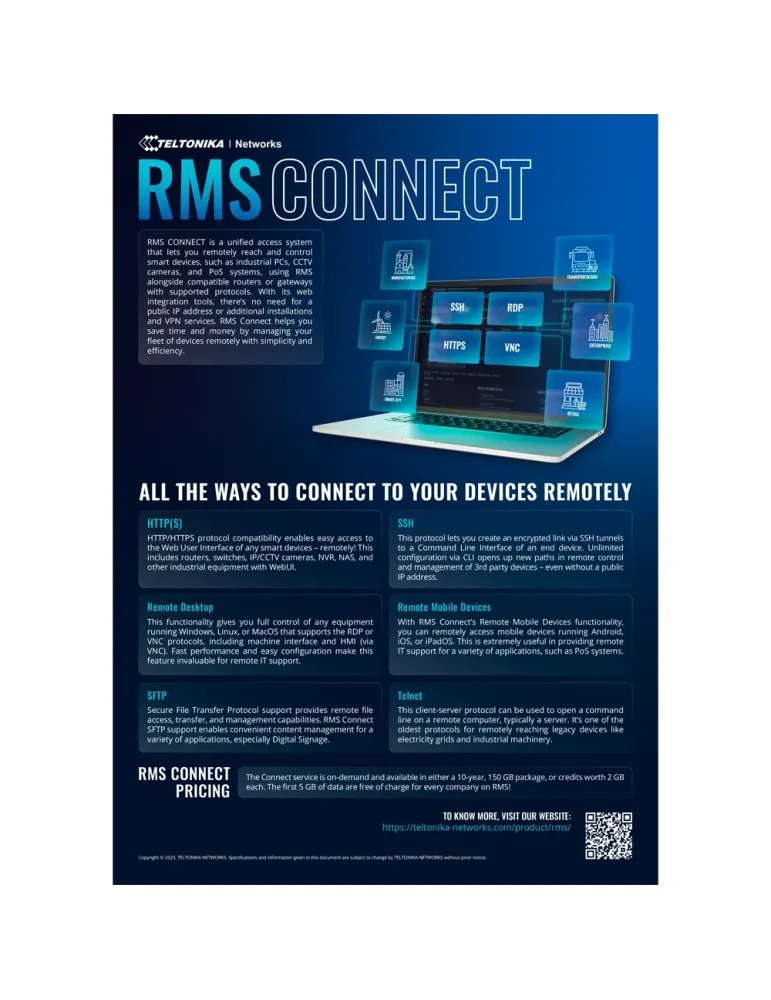 TELTONIKA Pack de 150 Gb de tráfico RMS Connect y RMS VPN - Configura