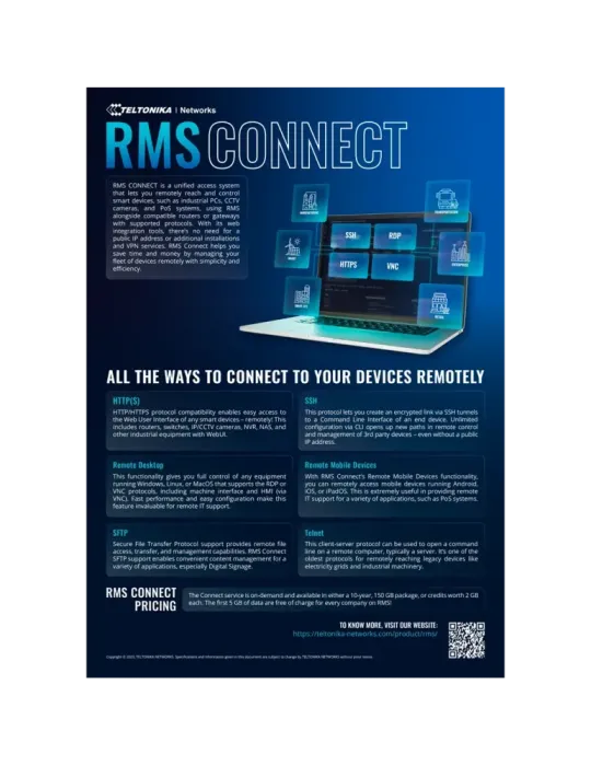 TELTONIKA Pack de 150 Gb de tráfico RMS Connect y RMS VPN - Configura