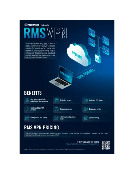 TELTONIKA Pack de 150 Gb de tráfico RMS Connect y RMS VPN - Configura