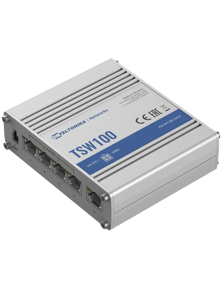 Teltonika Switch PoE No gestionable Industrial - 5 puertos Ethernet RJ