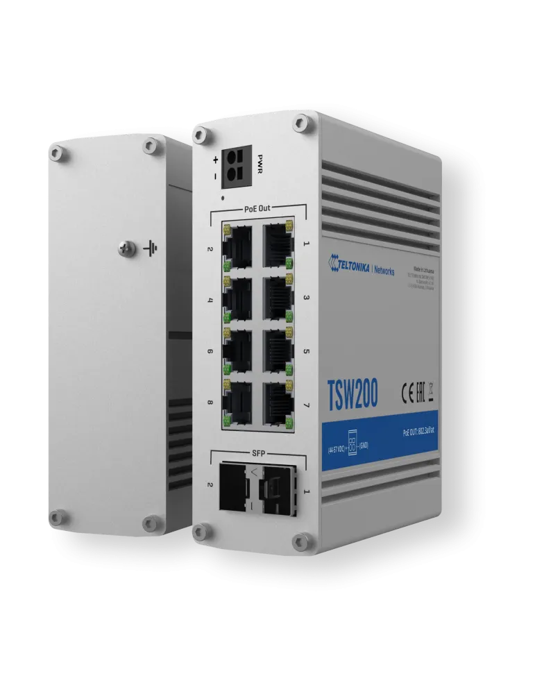 Teltonika Switch PoE No gestionable Industrial - 8 puertos Ethernet RJ