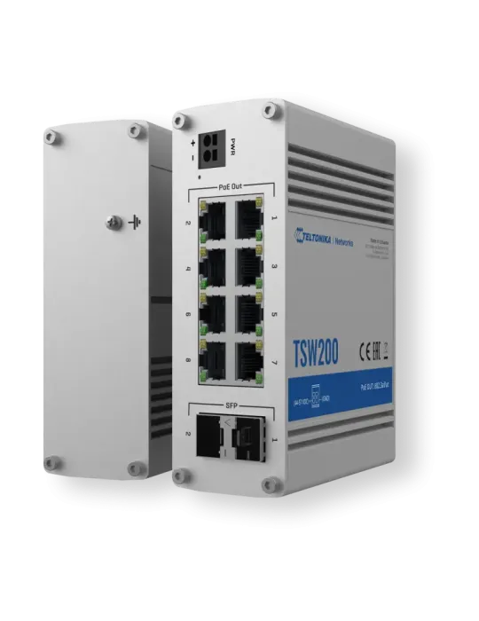 Teltonika Switch PoE No gestionable Industrial - 8 puertos Ethernet RJ