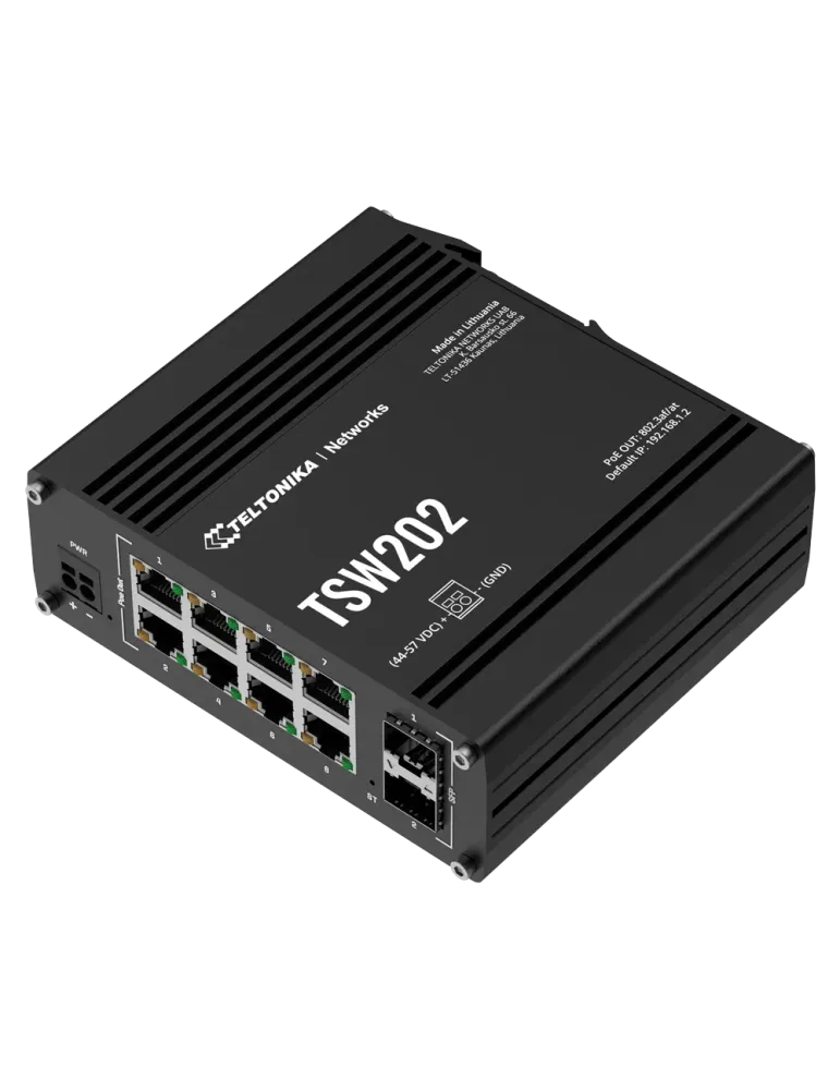 Teltonika Switch PoE Gestionable Industrial - 8 puertos Ethernet RJ45