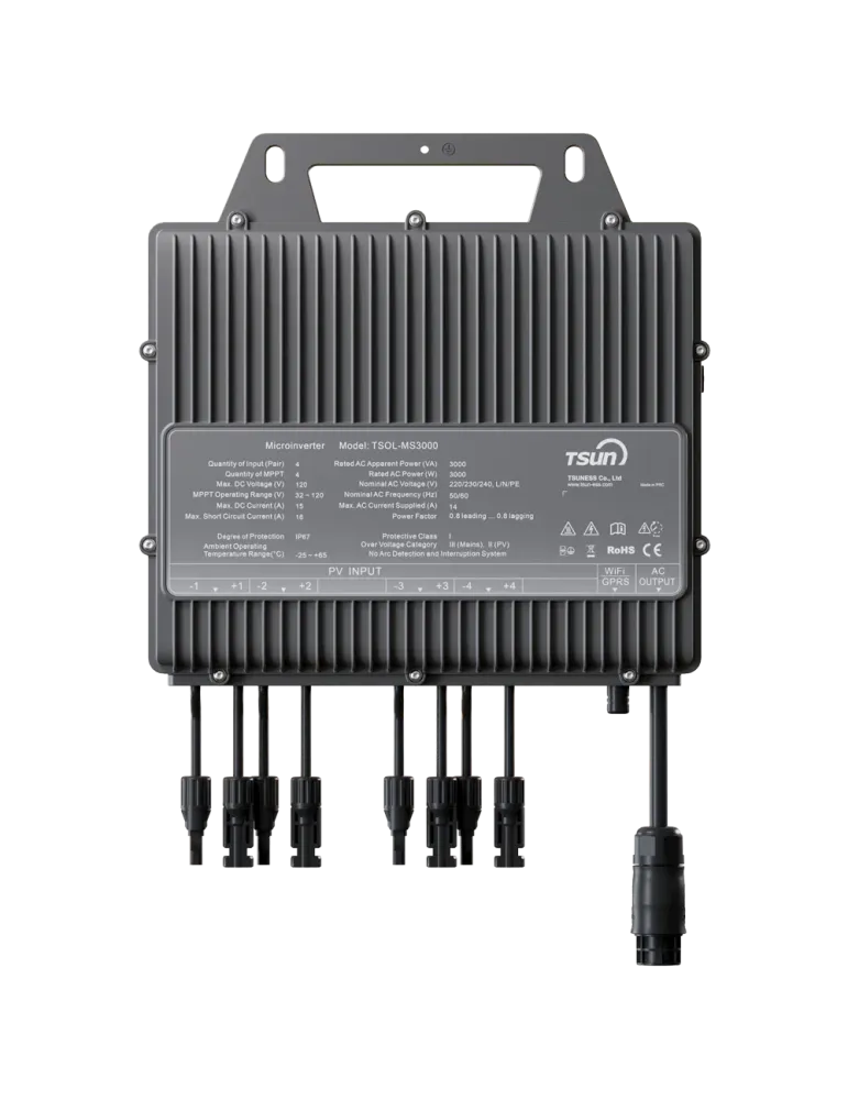 TSUN Microinversor - Potencia 3000W - 4 entradas MPPT - Eficiencia de