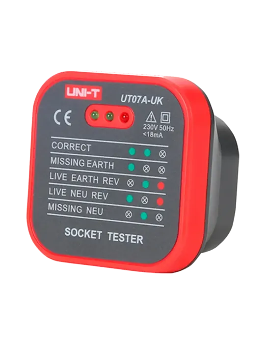 UNI-TREND Tester de tomas eléctricas UK - Verificación de errores de c
