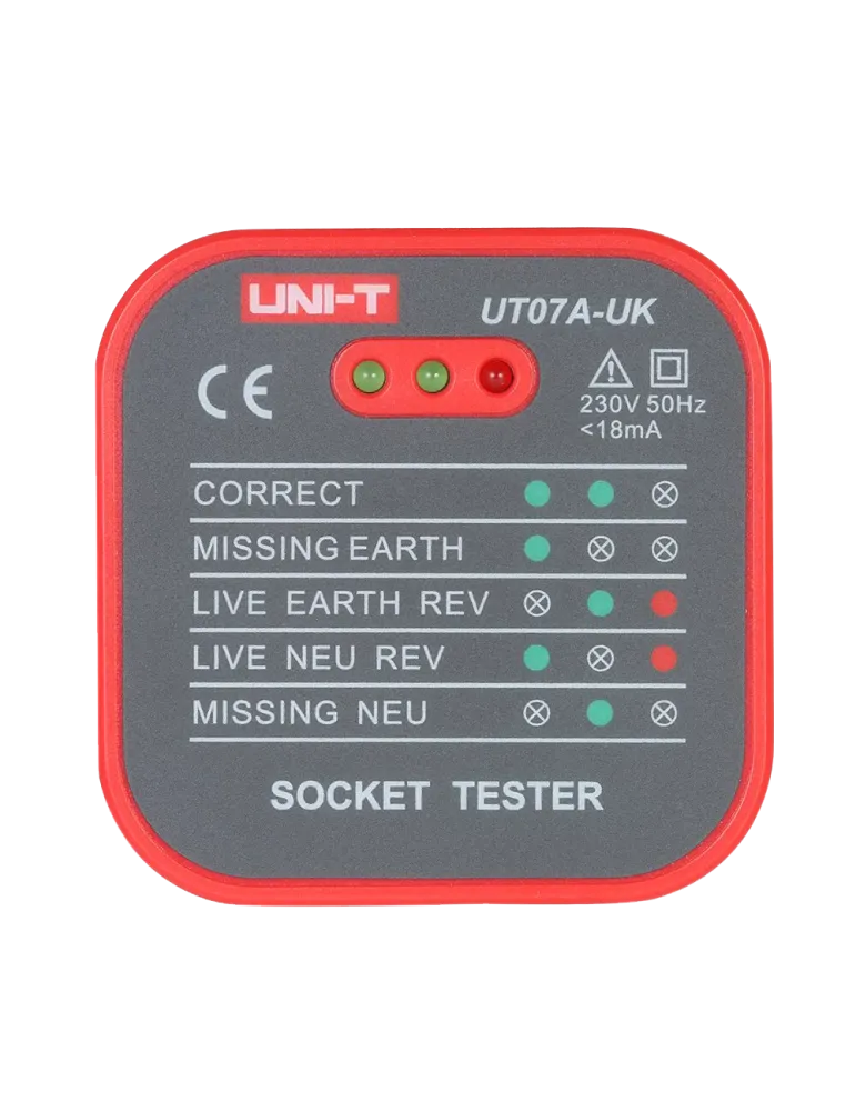 UNI-TREND Tester de tomas eléctricas UK - Verificación de errores de c