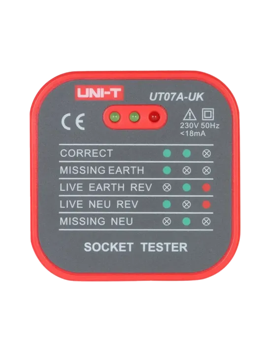 UNI-TREND Tester de tomas eléctricas UK - Verificación de errores de c