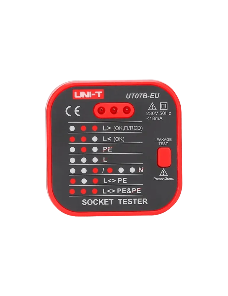 UNI-TREND Tester de tomas eléctricas EU - Verificación de errores de c