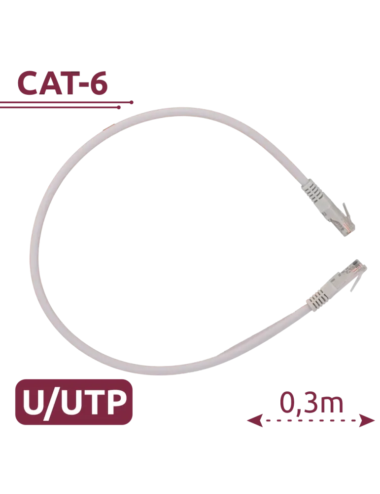 SAFIRE Cable UTP - Ethernet - Conectores RJ45 - Categoría 6 - 0,3 m -