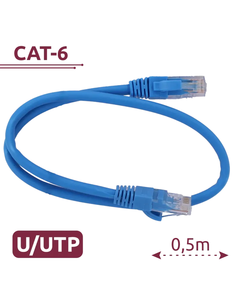 SAFIRE Cable UTP - Ethernet - Conectores RJ45 - Categoría 6 - 0,5 m -