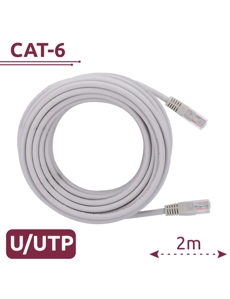 SAFIRE Cable UTP - Ethernet - Conectores RJ45 - Categoría 6 - 2 m - Co