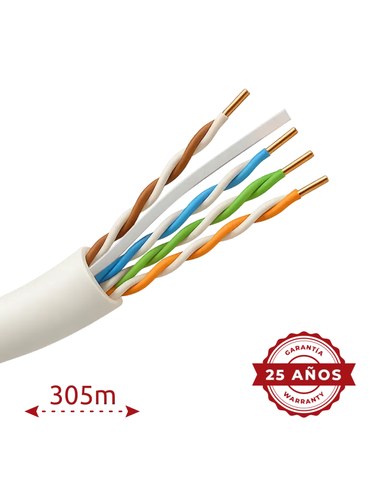 SAFIRE Cable UTP Safire - Cumple con 90m Fluke test - Categoría 6 - Ro