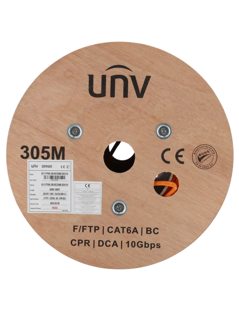 Uniview cable F/FTP categoría 6A - Conductor OFC,100% cobre - Diámetro