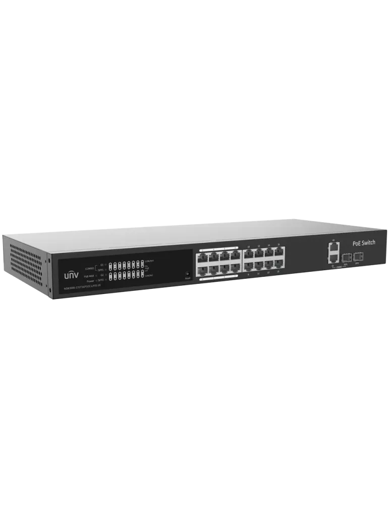 Uniview Switch PoE Cloud Gestionable Capa 2 - 16 PoE802.3af/at + 2 upl