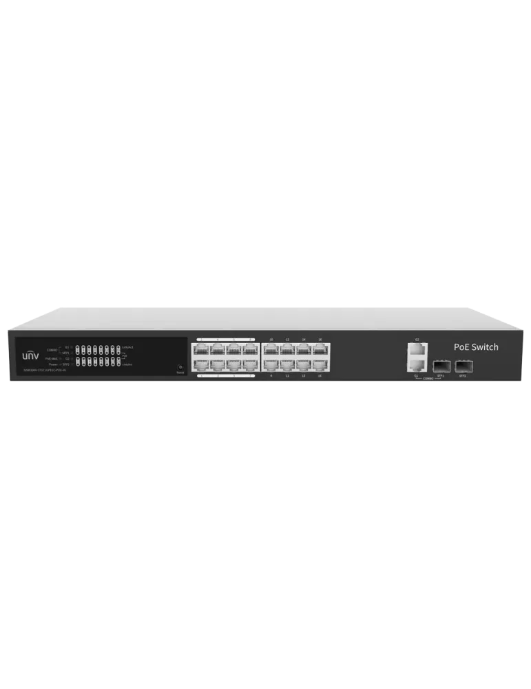 Uniview Switch PoE Cloud Gestionable Capa 2 - 16 PoE802.3af/at + 2 upl