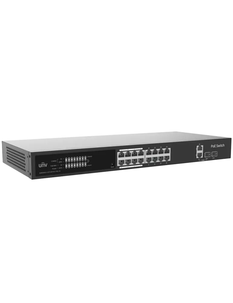 Uniview Switch PoE Cloud Gestionable Capa 2 - 16 PoE802.3af/at + 2 upl