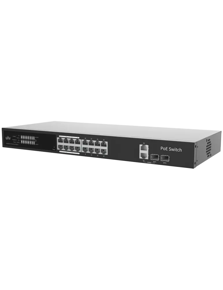 Uniview Switch PoE Cloud Gestionable Capa 2 - 16 PoE802.3af/at + 2 upl
