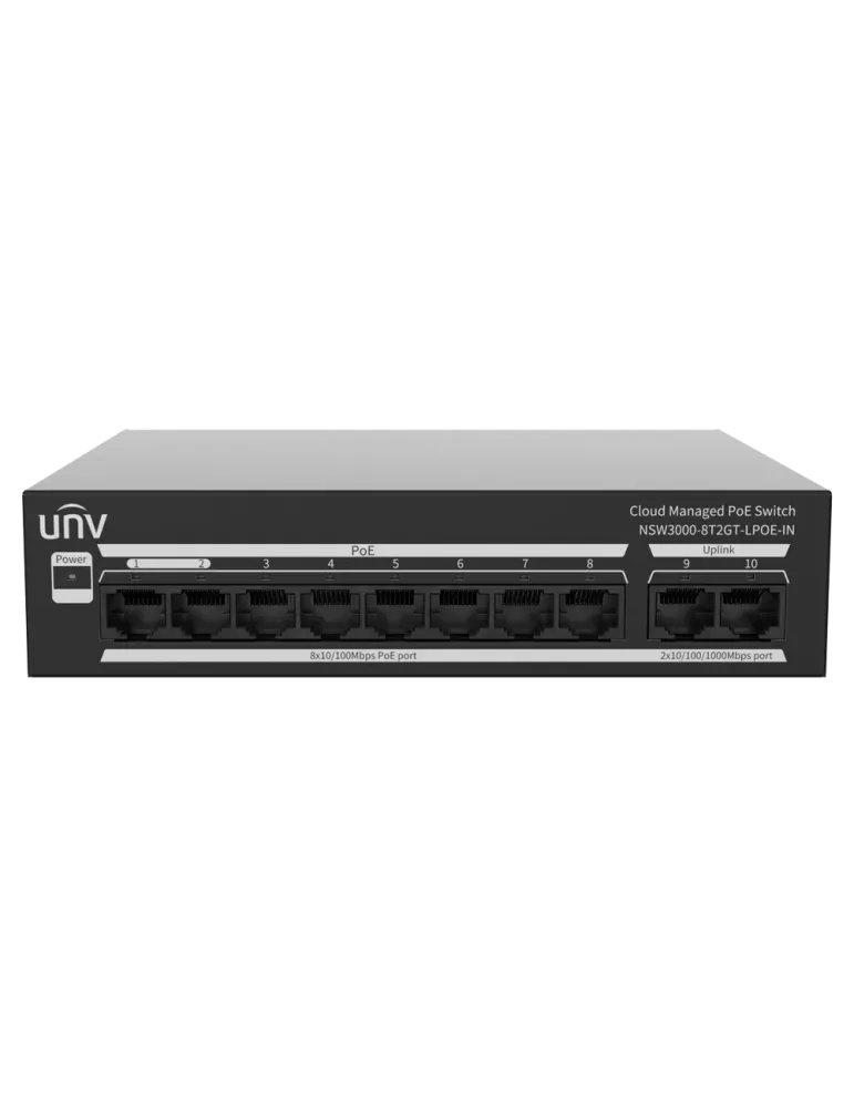 Uniview Switch PoE Cloud Gestionable Capa 2 - 8 PoE802.3af/at + 2 upli