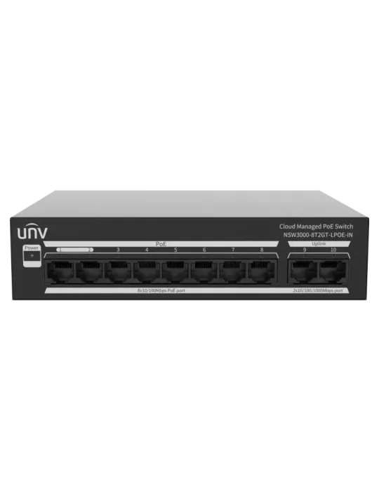 Uniview Switch PoE Cloud Gestionable Capa 2 - 8 PoE802.3af/at + 2 upli