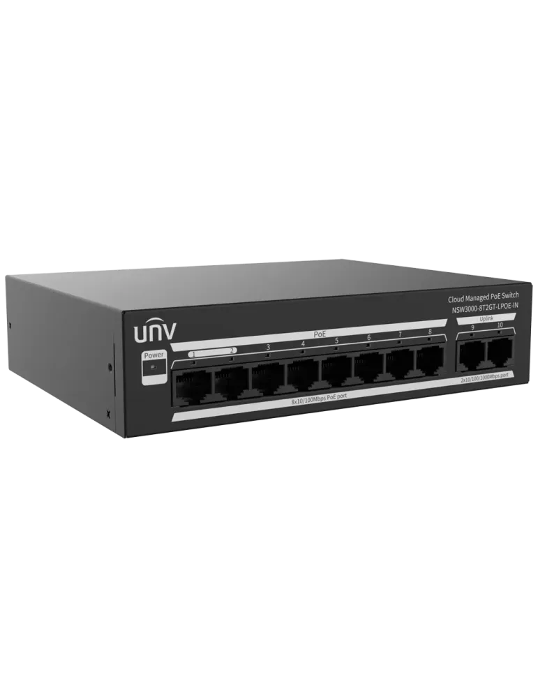 Uniview Switch PoE Cloud Gestionable Capa 2 - 8 PoE802.3af/at + 2 upli