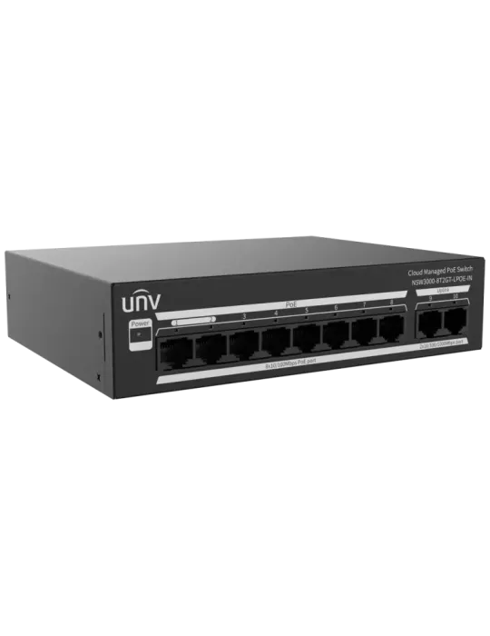 Uniview Switch PoE Cloud Gestionable Capa 2 - 8 PoE802.3af/at + 2 upli