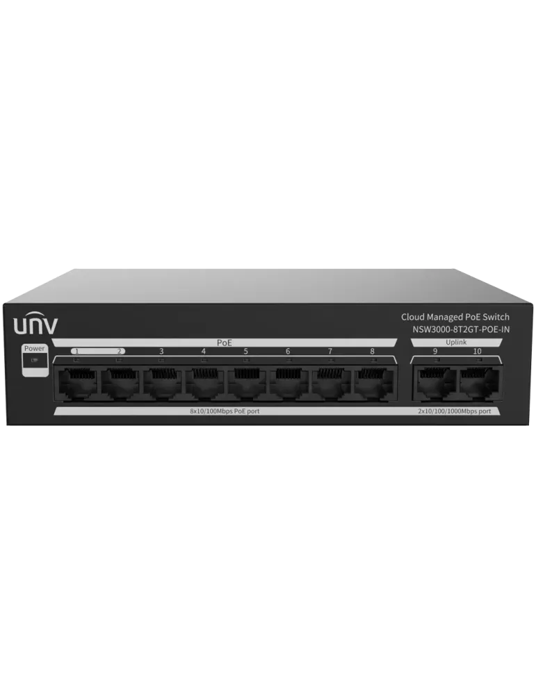 Uniview Switch PoE Cloud Gestionable Capa 2 - 8 PoE802.3af/at + 2 upli