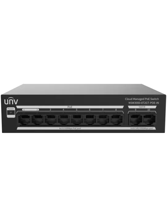 Uniview Switch PoE Cloud Gestionable Capa 2 - 8 PoE802.3af/at + 2 upli