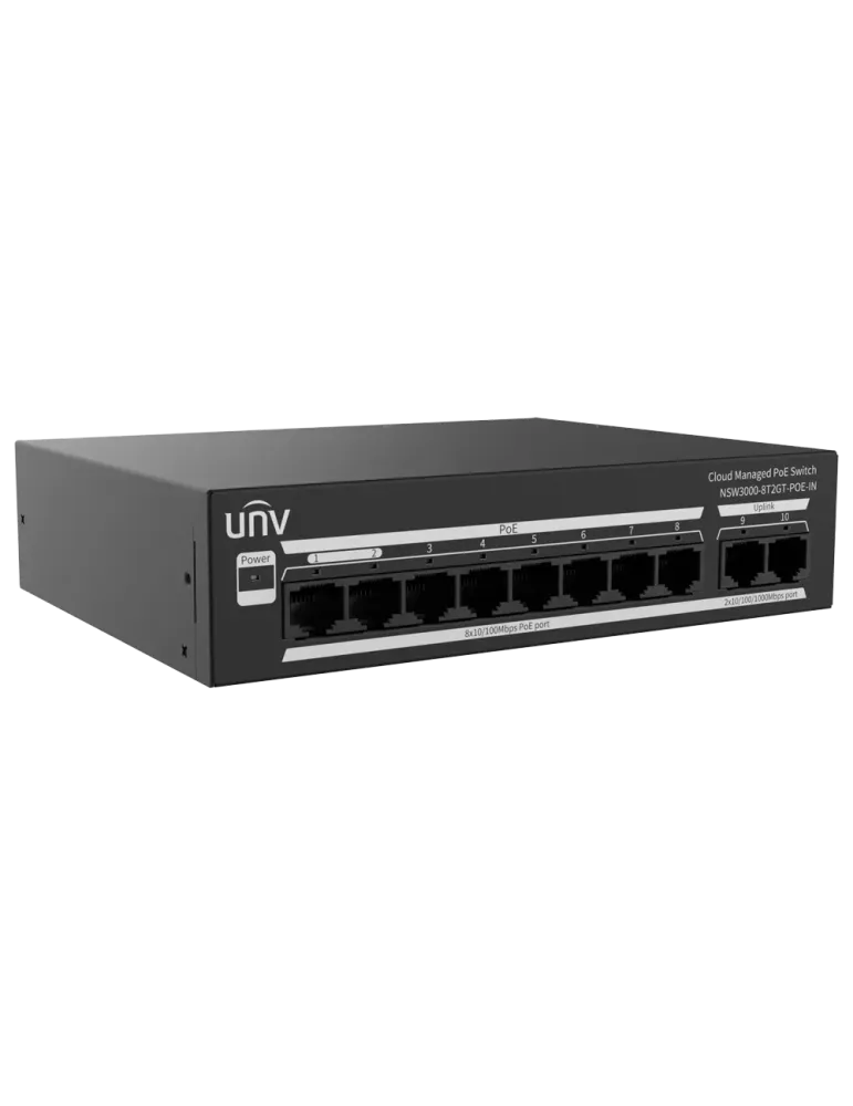 Uniview Switch PoE Cloud Gestionable Capa 2 - 8 PoE802.3af/at + 2 upli