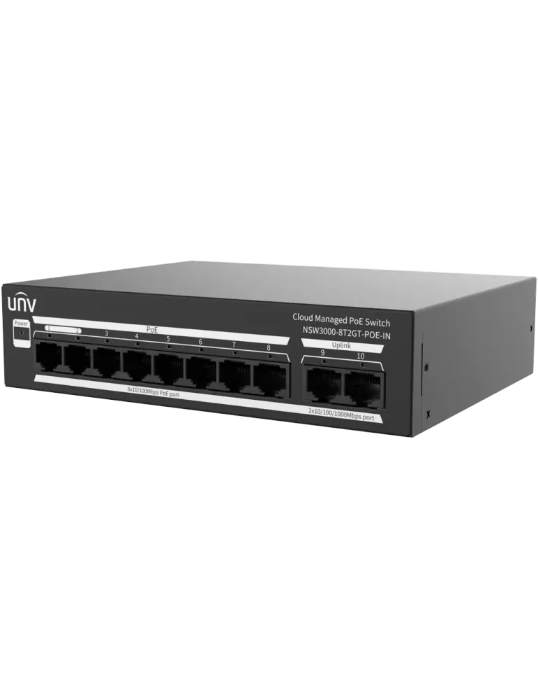 Uniview Switch PoE Cloud Gestionable Capa 2 - 8 PoE802.3af/at + 2 upli