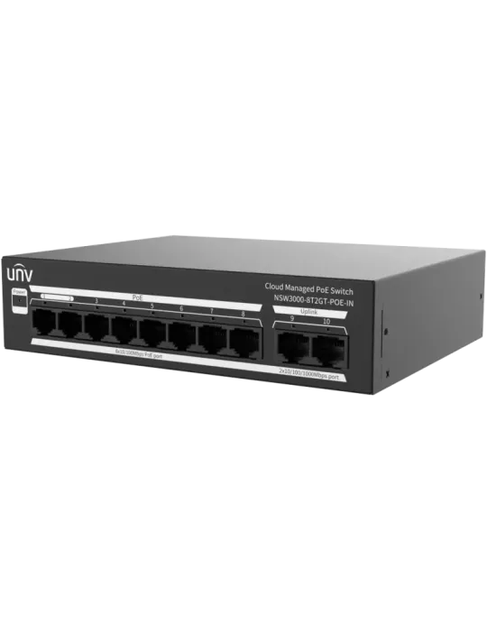 Uniview Switch PoE Cloud Gestionable Capa 2 - 8 PoE802.3af/at + 2 upli