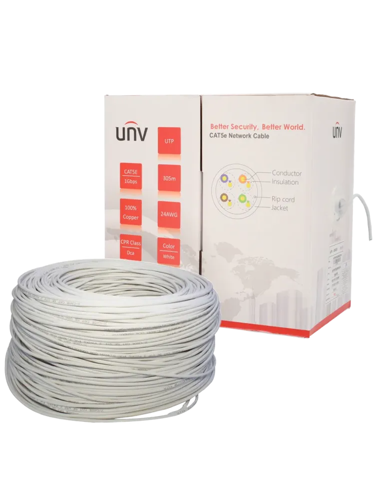 Uniview cable UTP categoría 5E, - Conductor OFC,100% cobre - Diámetro
